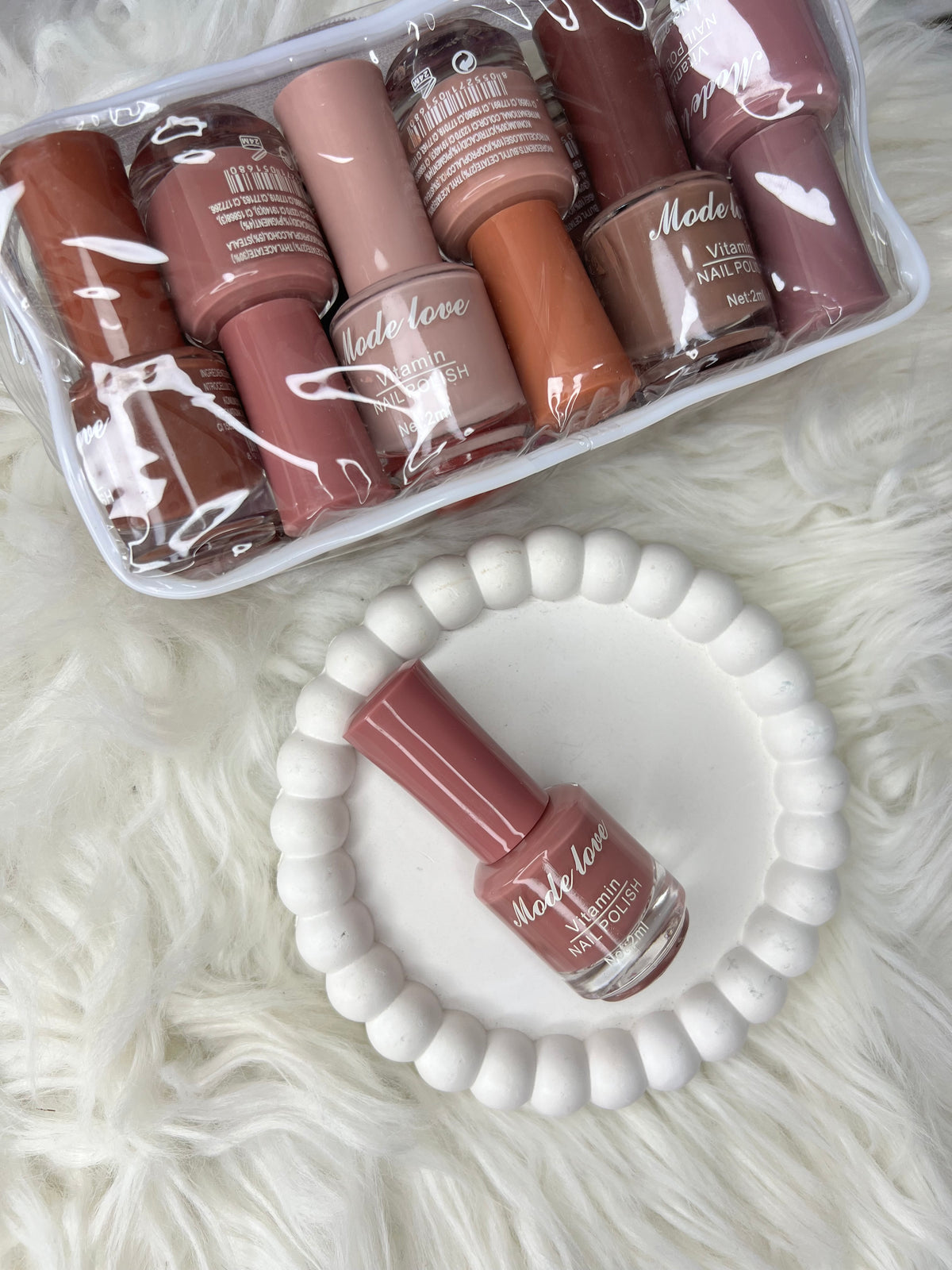 Mode Love Vitamin Nude Nail Polish Set - 12 Pcs Brown & Nude Shades in Transparent Pouch