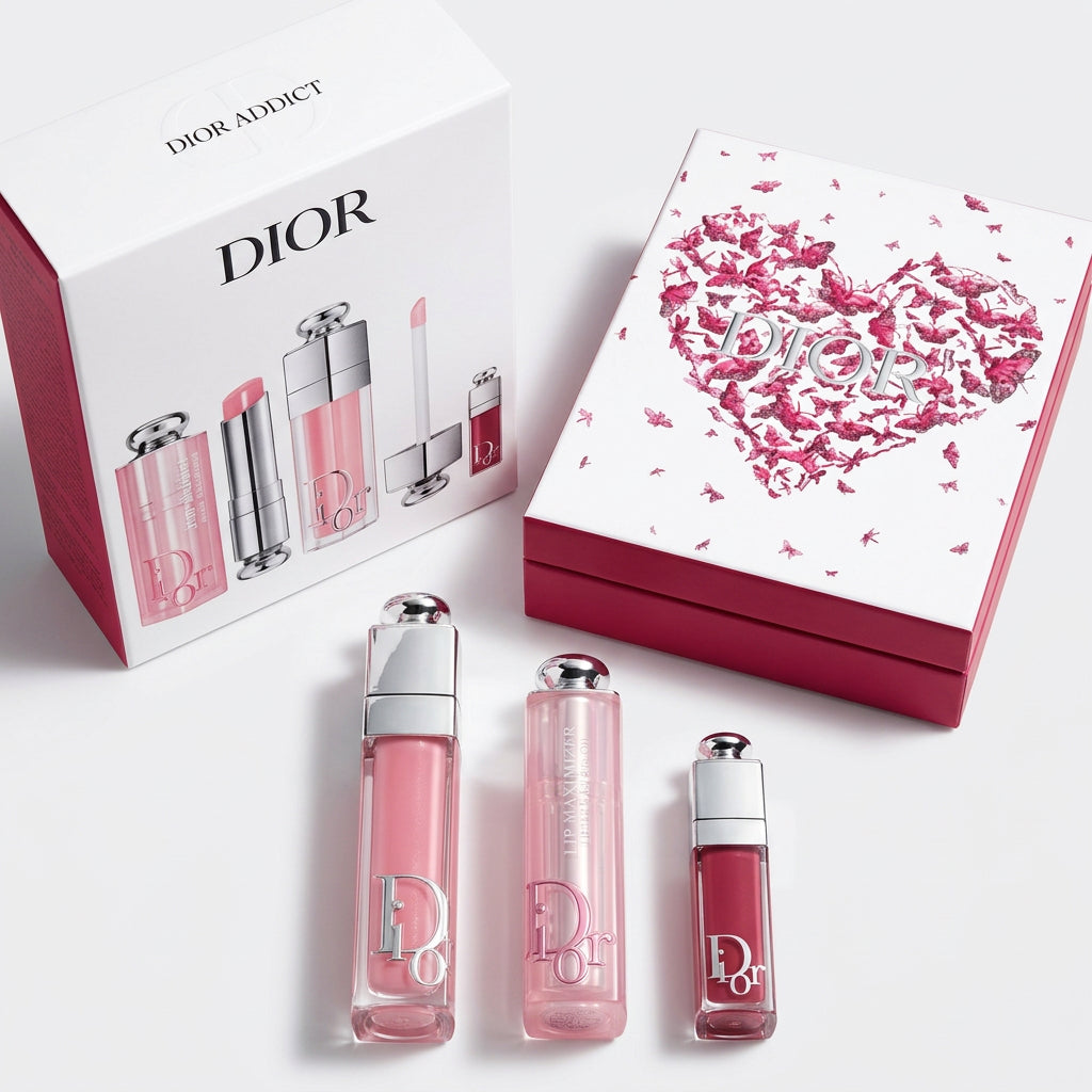 Dior Addict 3 in 1 Gift Set - Lip Maximizer + Lip Oil + Lip Tint - Heart Butterfly Box - Limited Edition