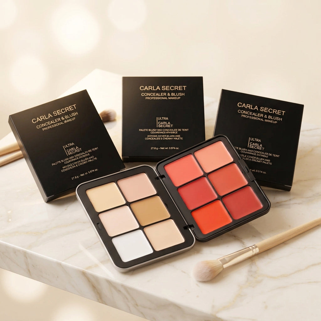 Carla Secret Concealer & Blush Palette - 14 Colors - Professional Makeup - Invisible Cover - Creamy Blush & Concealer Palette - 27.6g - Original
