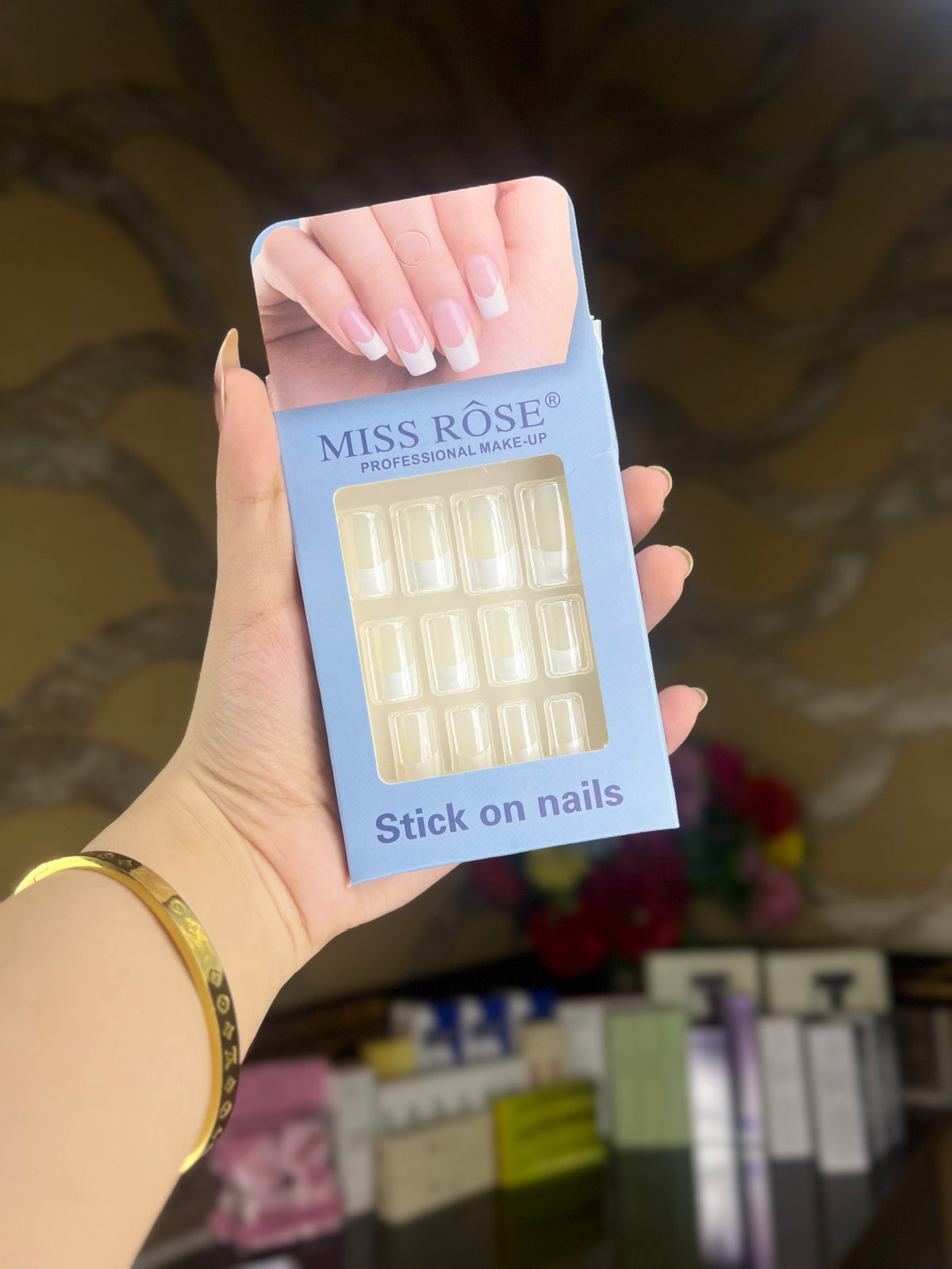 MISS ROSE French Stick On Nails - White French Tip - Press On