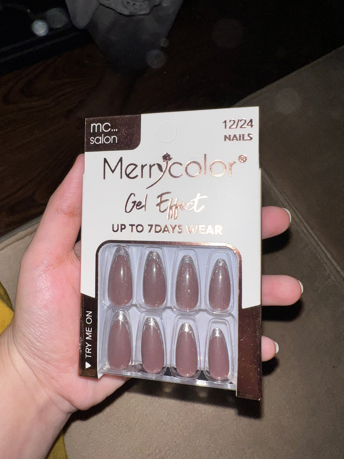 Merrycolor Gel Effect Nails Glitter Tip - 12/24 Nails - Up To 7 Days Wear