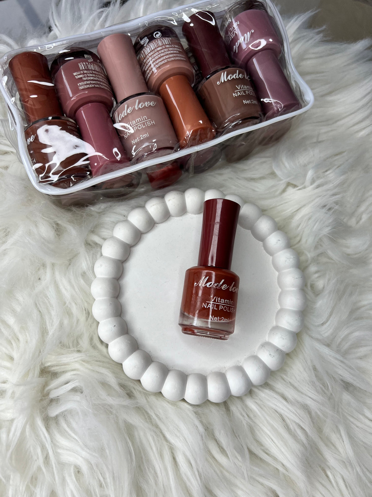 Mode Love Vitamin Nude Nail Polish Set - 12 Pcs Brown & Nude Shades in Transparent Pouch