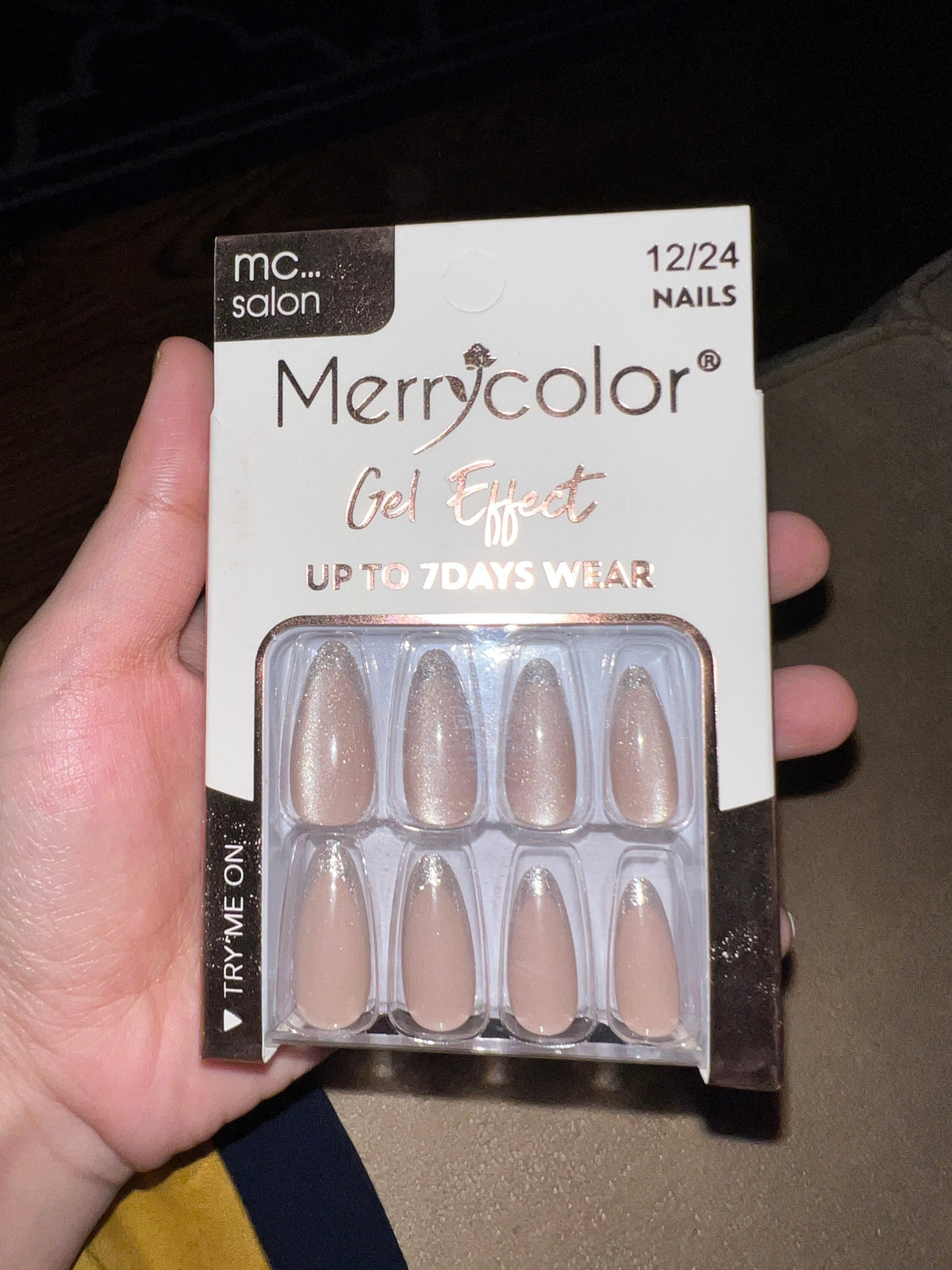 Merrycolor Gel Effect Nails Glitter Tip - 12/24 Nails - Up To 7 Days Wear