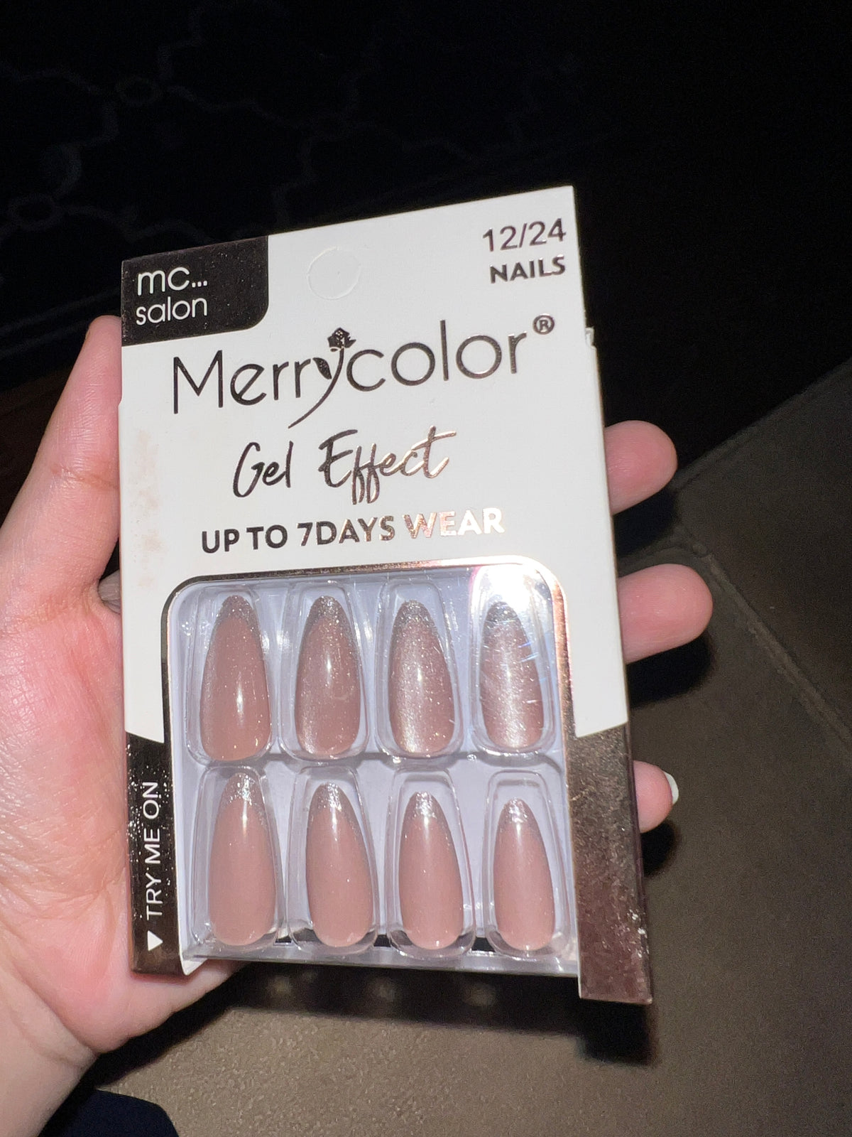 Merrycolor Gel Effect Nails Glitter Tip - 12/24 Nails - Up To 7 Days Wear