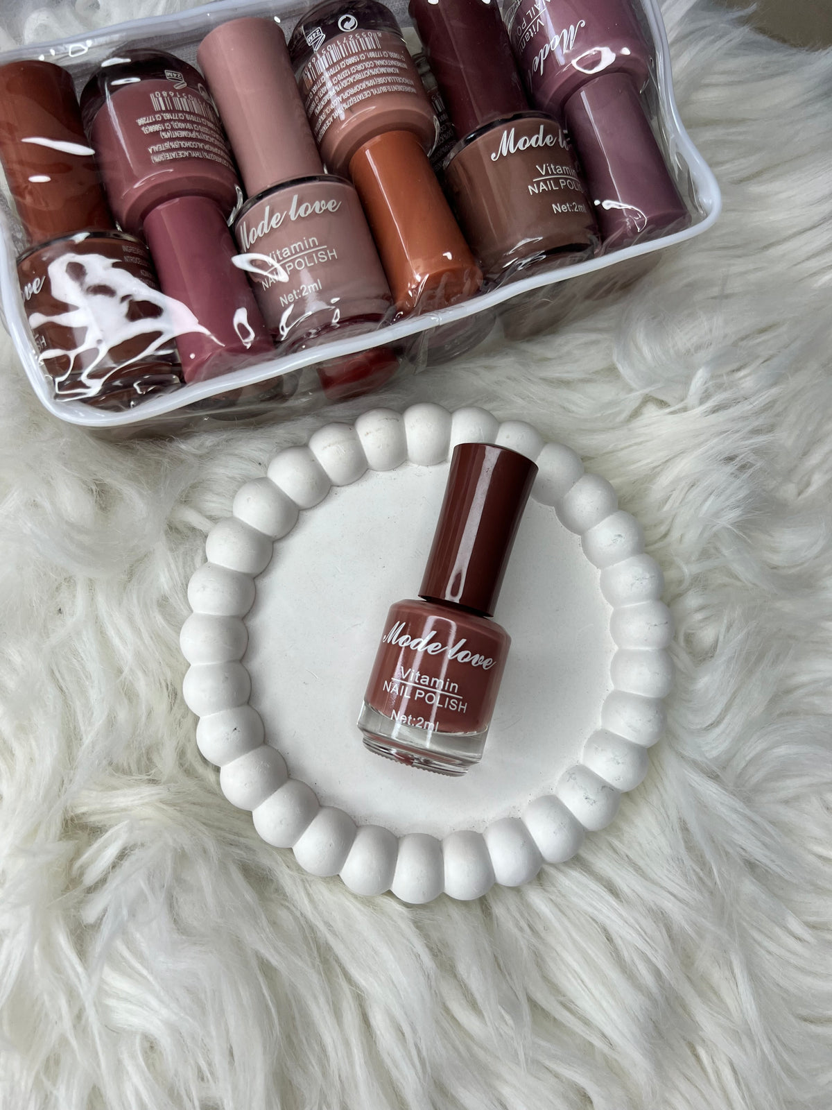 Mode Love Vitamin Nude Nail Polish Set - 12 Pcs Brown & Nude Shades in Transparent Pouch