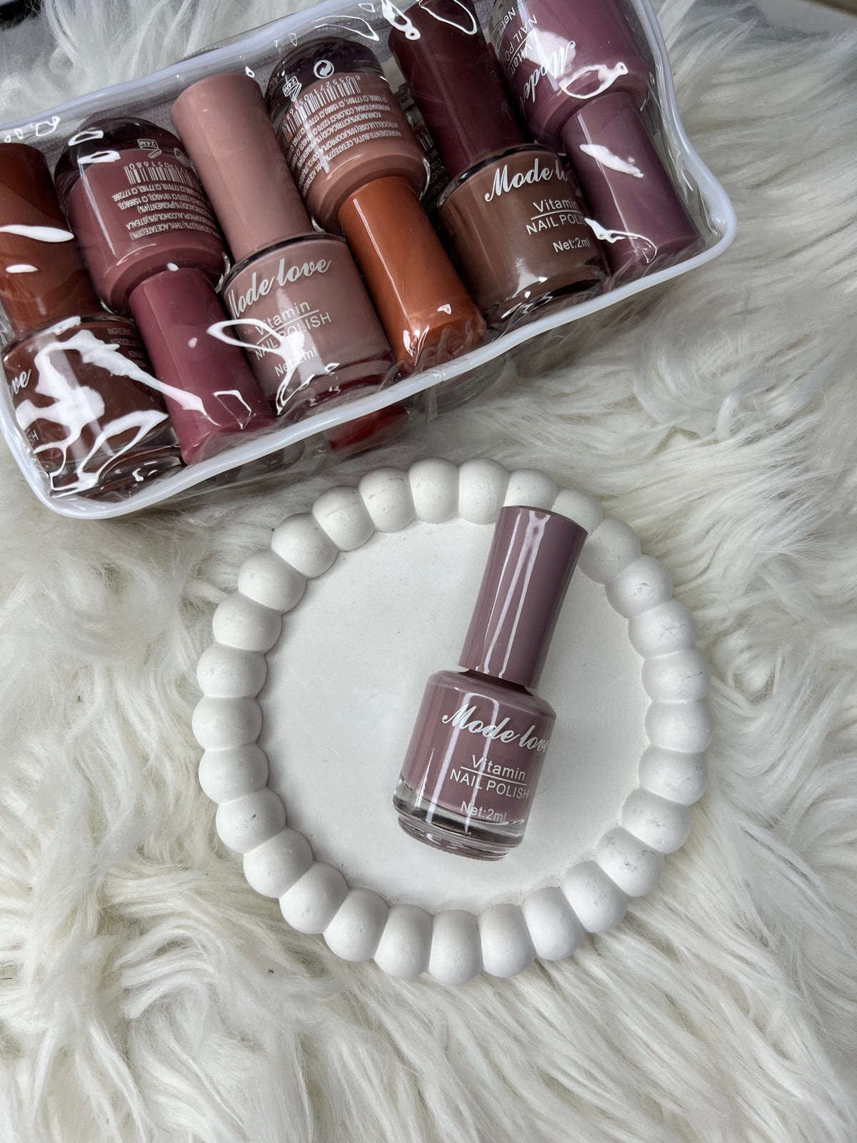 Mode Love Vitamin Nude Nail Polish Set - 12 Pcs Brown & Nude Shades in Transparent Pouch