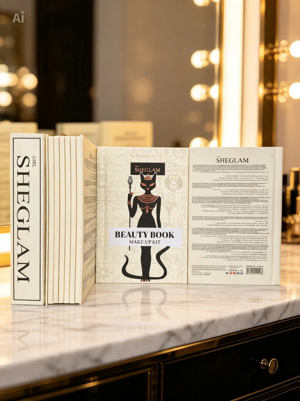 SHEGLAM Beauty Book Makeup Kit - 6 in 1 All In One Palette - Eyeshadow + Blusher + Highlighter + Glitter - Egyptian Cat Edition - Original