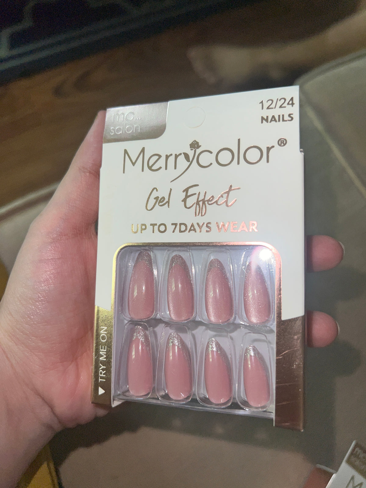 Merrycolor Gel Effect Nails Glitter Tip - 12/24 Nails - Up To 7 Days Wear