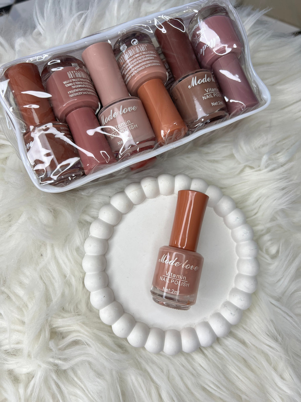 Mode Love Vitamin Nude Nail Polish Set - 12 Pcs Brown & Nude Shades in Transparent Pouch