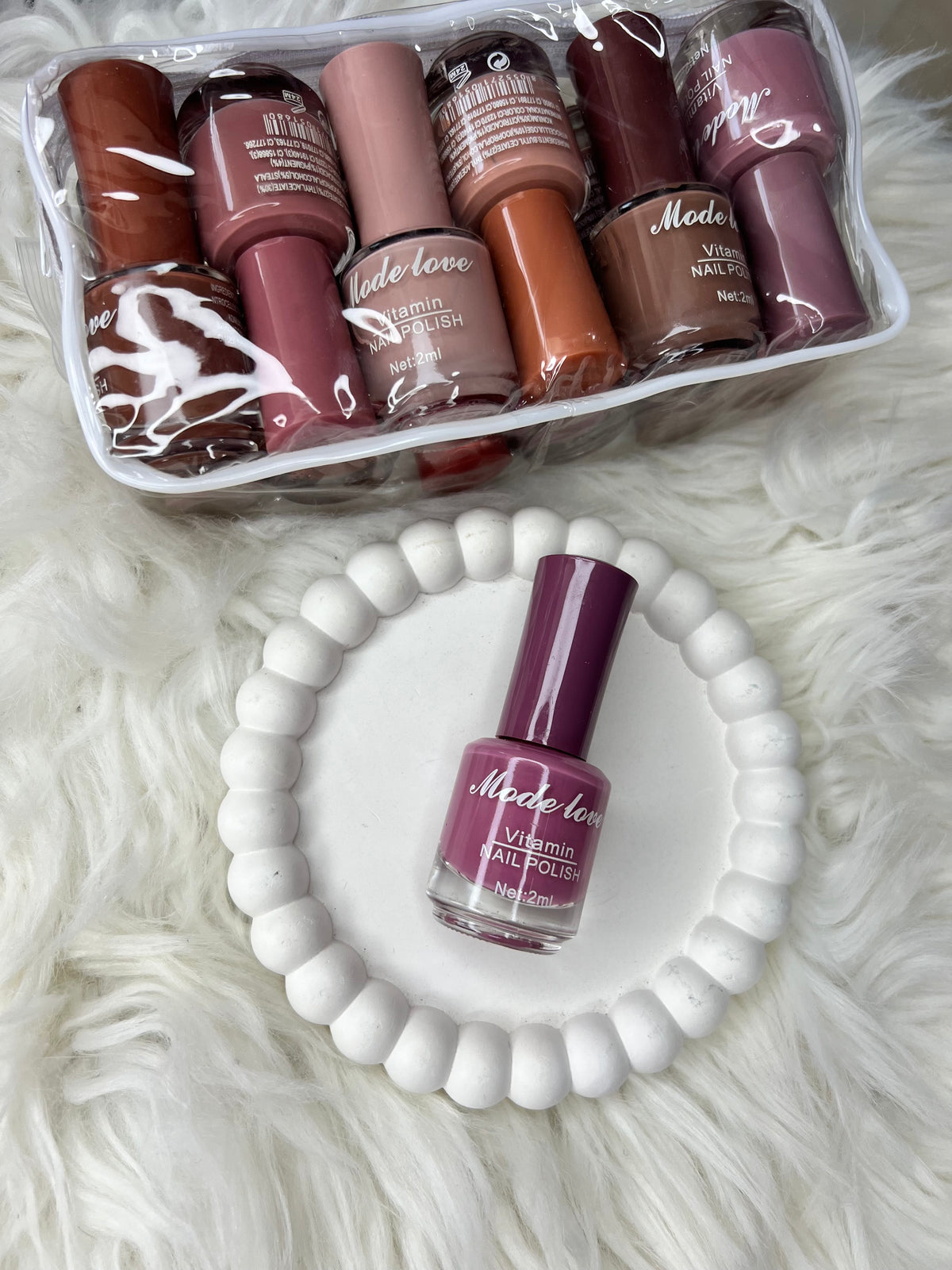 Mode Love Vitamin Nude Nail Polish Set - 12 Pcs Brown & Nude Shades in Transparent Pouch
