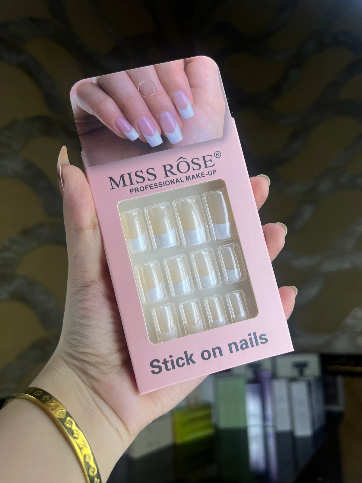 MISS ROSE French Stick On Nails - White French Tip - Press On