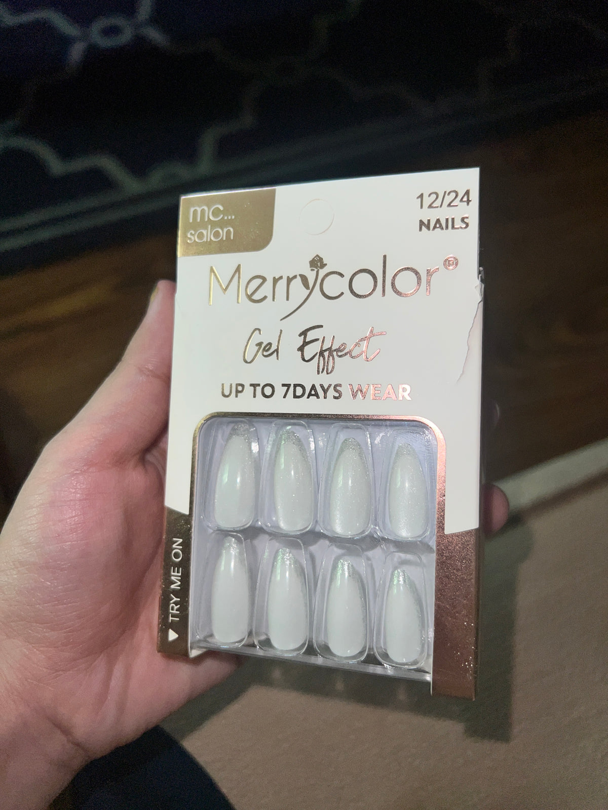 Merrycolor Gel Effect Nails Glitter Tip - 12/24 Nails - Up To 7 Days Wear