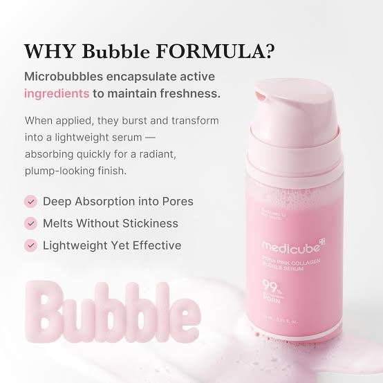 Medicube Bubble Serum - Pink Collagen PDRN | Deep Absorption, Non-Sticky Glow