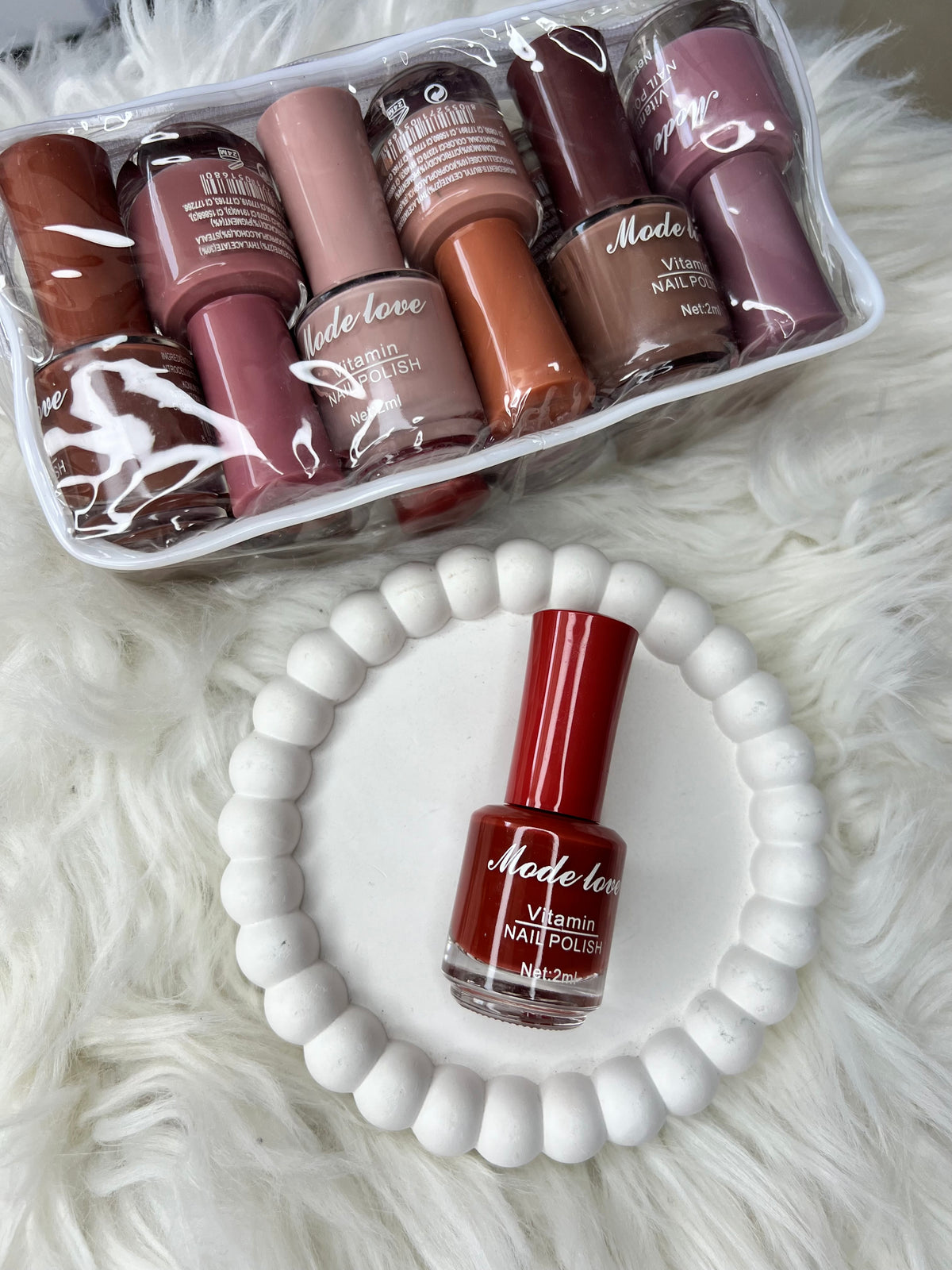 Mode Love Vitamin Nude Nail Polish Set - 12 Pcs Brown & Nude Shades in Transparent Pouch