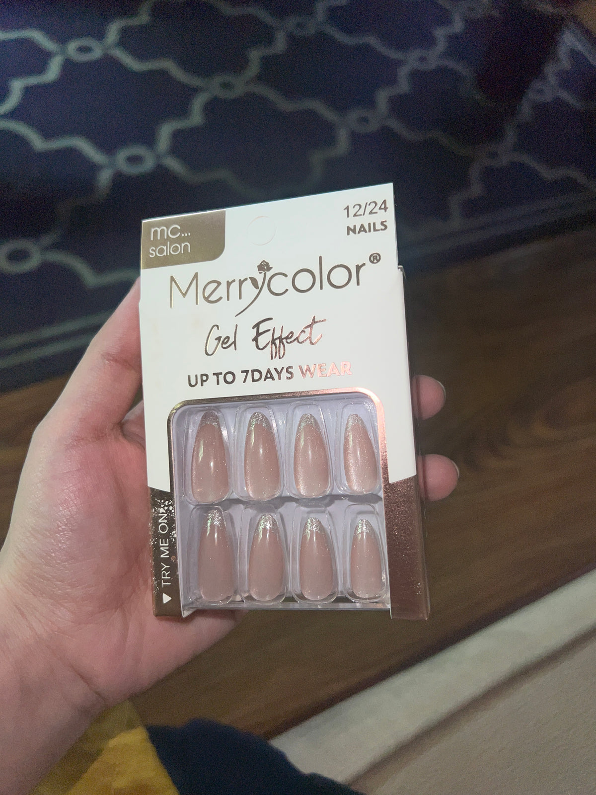 Merrycolor Gel Effect Nails Glitter Tip - 12/24 Nails - Up To 7 Days Wear